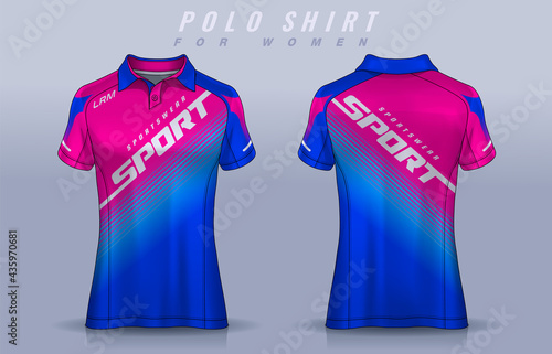 t-shirt sport design for women,  Jersey mockup.  Polo Uniform template.