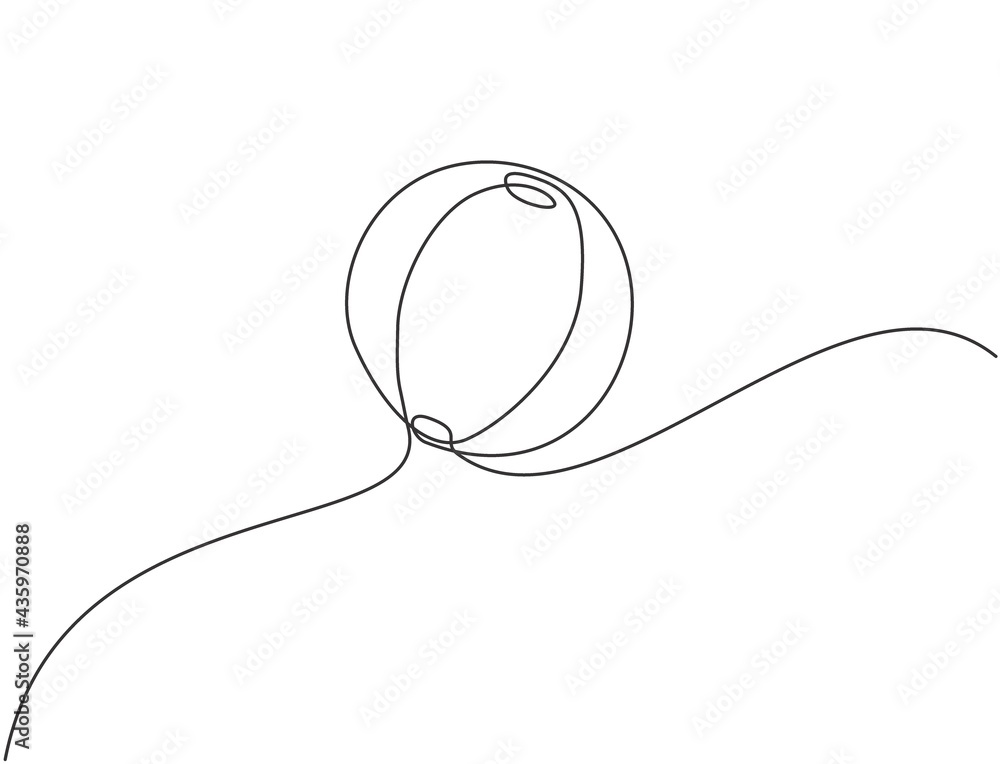 Obraz premium Single one line drawing of a striped circus ball that animals like elephants, lions, sea lions will play with. Ball very used in this event. Continuous line draw design graphic vector illustration.