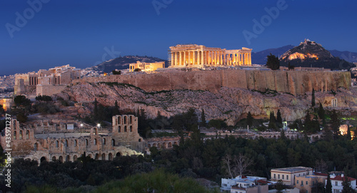 Akropol w Atenach, Grecja, ze świątynią Partenon