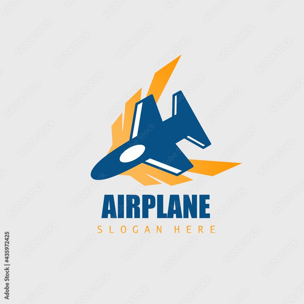 A modern airplane logo with the concept of an abstract design of the wind flash resulting from takeoff. Vector illustration of air transportation. Travel, tourism, transport logo A modern airplane logo with the concept of an abstract design of the wind flash resulting from takeoff. Vector illustration of air transportation. Travel, tourism, transport logo