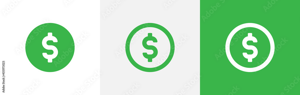 Dollar symbol. Dollar coin icon. Vector illustration. Dollar symbol. Dollar coin icon. Vector illustration.