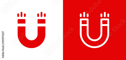 Magnet icon vector. Magnetism symbol