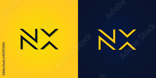 Minimalist Abstract Initial letter NX logo. This logo incorporates abstract letters in a creative way. It will be suitable for which company or brand name starts those initial. photo