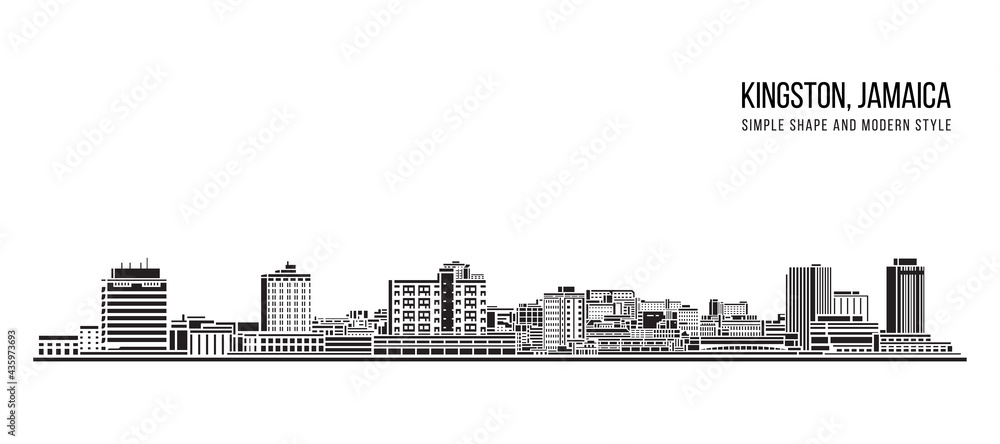 Cityscape Building Abstract Simple shape and modern style art Vector design - Kingston, Jamaica