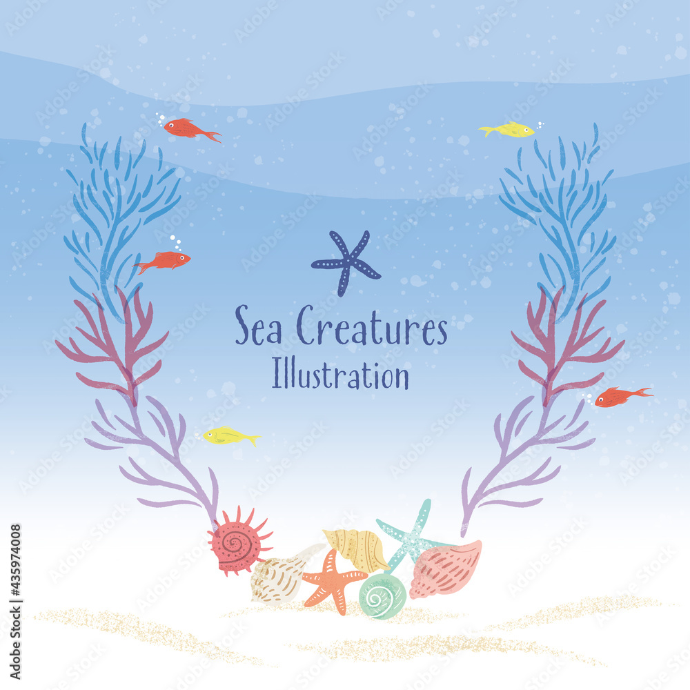 海の生き物のイラスト 珊瑚フレーム Stock Vector Adobe Stock 海の生き物のイラスト 珊瑚フレーム Stock Vector Adobe Stock