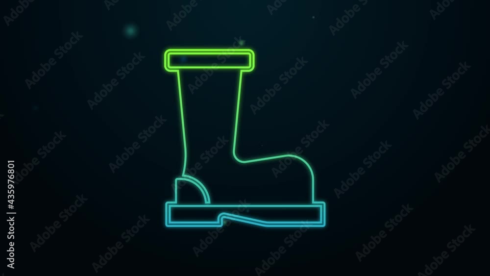 Glowing neon line Fire boots icon isolated on black background. 4K Video motion graphic animation Glowing neon line Fire boots icon isolated on black background. 4K Video motion graphic animation