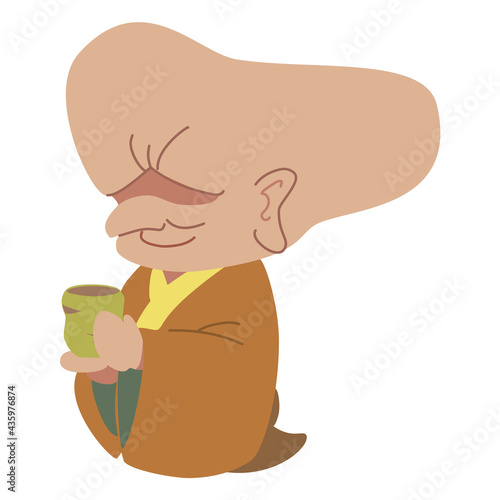 日本の妖怪　ゆるかわいい　ぬらりひょんのイラスト　ベクター
Nurarihyon, Yokai/Japanese folk monster/goblin/ghost/fairy/specter/wraith/apparition/phantom vector illustration