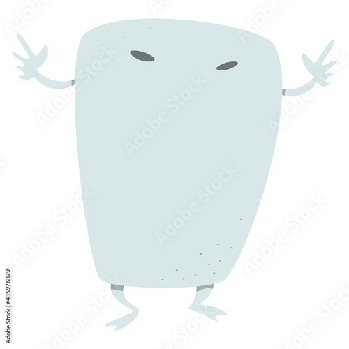 日本の妖怪　ゆるかわいい　ぬりかべのイラスト　ベクター
Nurikabe, Yokai/Japanese folk monster/goblin/ghost/fairy/specter/wraith/apparition/phantom vector illustration