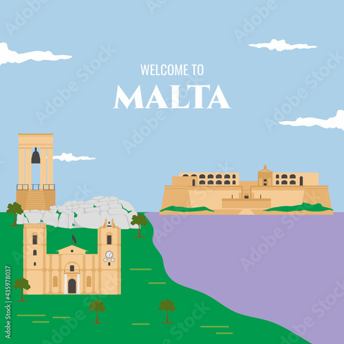 Colorful Malta landmark bui...