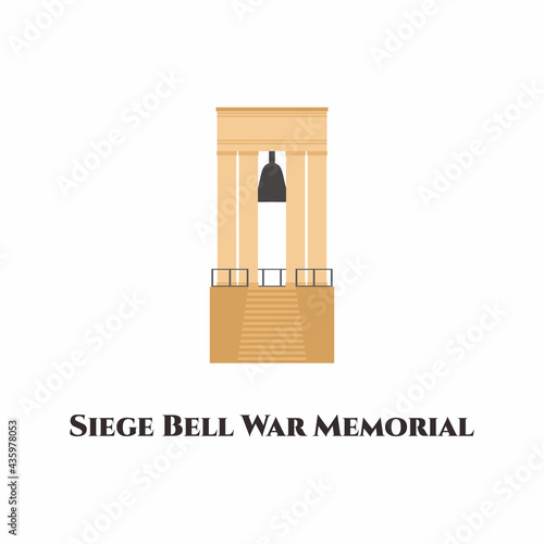 Siege bell memorial malta. It is a wonderful place to go for panoramic views of the harbor. Do not miss when visit in malta. Valetta travel, trip comic infographic poster, banner concept design