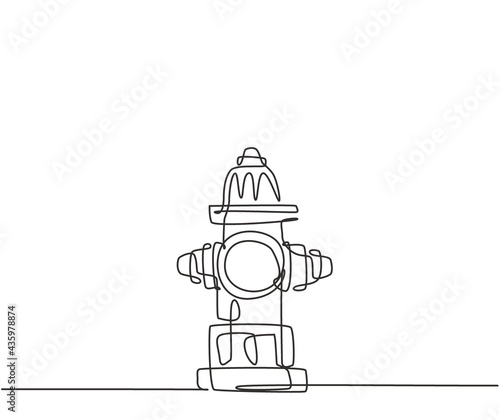 Single one line drawing of The hydrant on the side of the road is used for preventive measures in the event of a fire in the nearest building. Continuous line draw design graphic vector illustration.