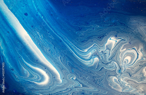 Abstract marble artwork background. Liquid navy blue print pattern. Wave illustration.