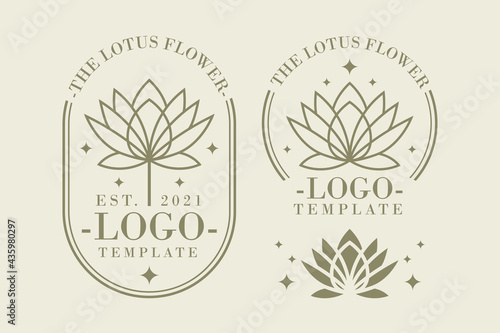 set of lotus flower logo templates