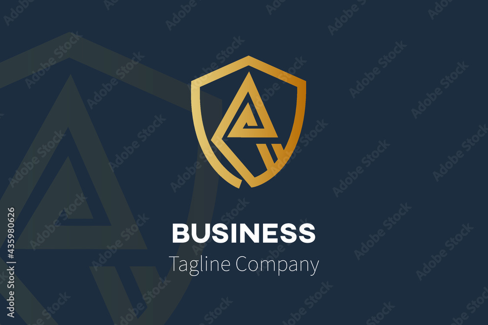 Fototapeta premium Shield with Type A Logo Template Vector for Business