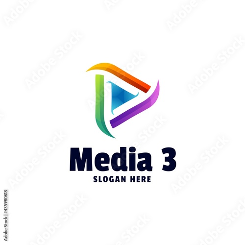 Vector Logo Illustration Media Gradient Colorful Style.