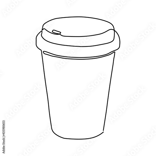 Continuous one line drawing of coffee. Contemporary vector illustration on white background. © Alina