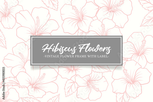 vintage card hand drawn hibiscus flowers