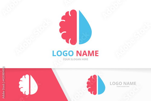 Vector water drop and brain logo combination. Unique science logotype design template.
