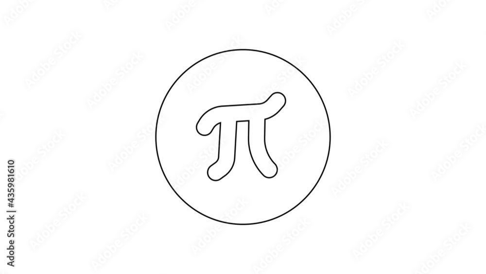 Black line Pi symbol icon isolated on white background. 4K Video motion graphic animation Black line Pi symbol icon isolated on white background. 4K Video motion graphic animation
