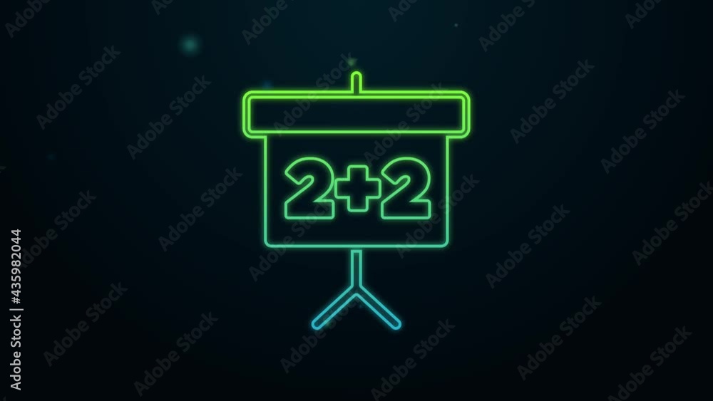 Glowing neon line Chalkboard icon isolated on black background. School Blackboard sign. 4K Video motion graphic animation Glowing neon line Chalkboard icon isolated on black background. School Blackboard sign. 4K Video motion graphic animation