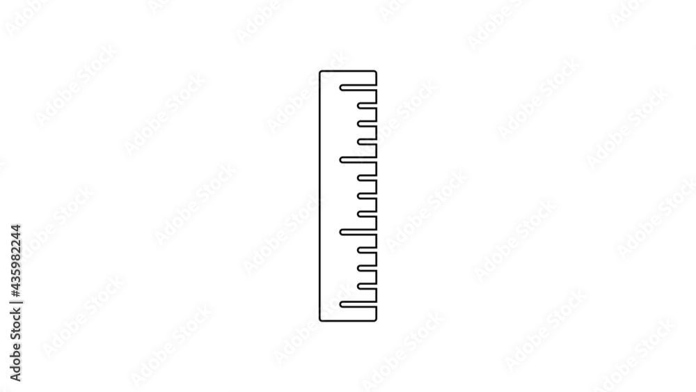 Black line Ruler icon isolated on white background. Straightedge symbol. 4K Video motion graphic animation Black line Ruler icon isolated on white background. Straightedge symbol. 4K Video motion graphic animation