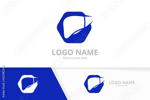 Abstract human liver. Unique internal organ logotype design template.