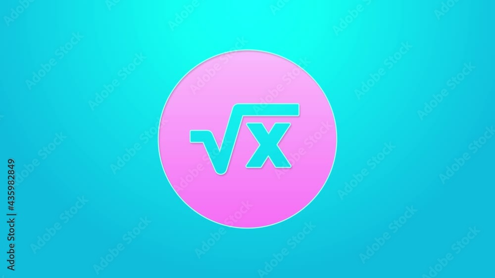 Pink line Square root of x glyph icon isolated on blue background. Mathematical expression. 4K Video motion graphic animation Pink line Square root of x glyph icon isolated on blue background. Mathematical expression. 4K Video motion graphic animation