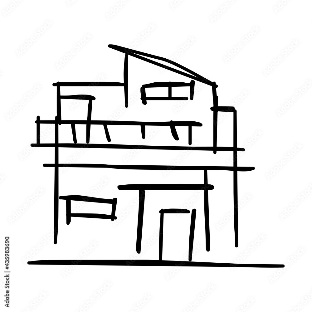 House icon of rough line art, simple, black 24 House icon of rough line art, simple, black 24