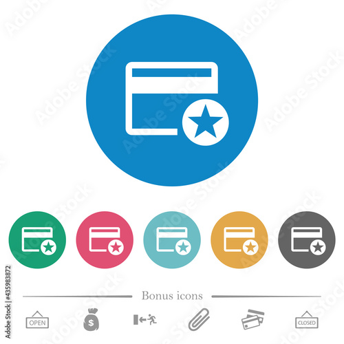 Primary credit card flat round icons