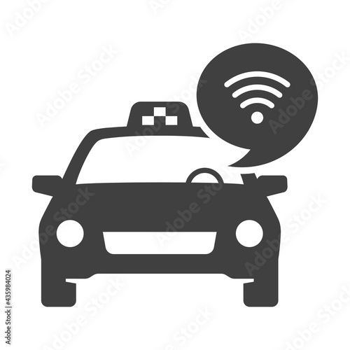 Monochrome free wifi in taxi icon vector illustration transportation service with internet available