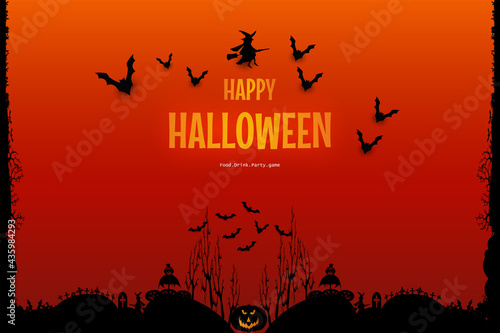happy halloween with dry tree gate background.