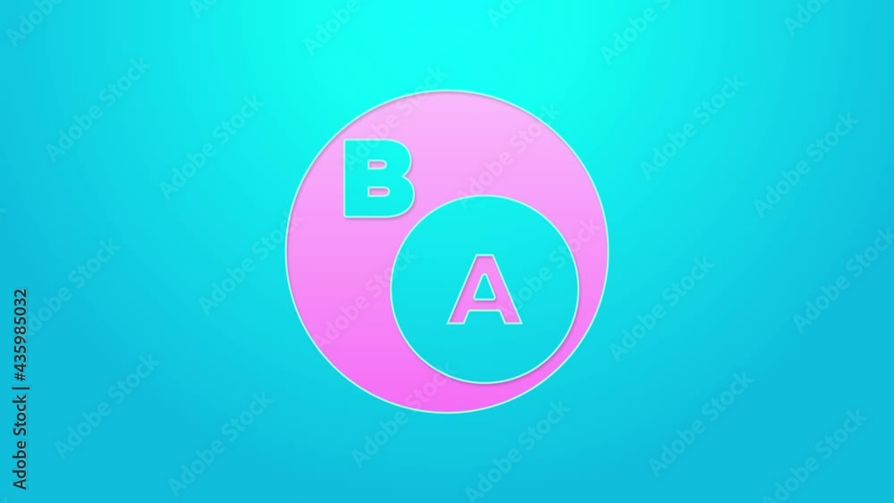 Pink line Subsets, mathematics, a is subset of b icon isolated on blue background. 4K Video motion graphic animation Pink line Subsets, mathematics, a is subset of b icon isolated on blue background. 4K Video motion graphic animation