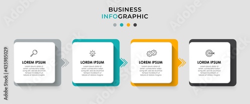 Vector Infographic design business template with icons and 4 options or steps. Can be used for process diagram, presentations, workflow layout, banner, flow chart, info graph