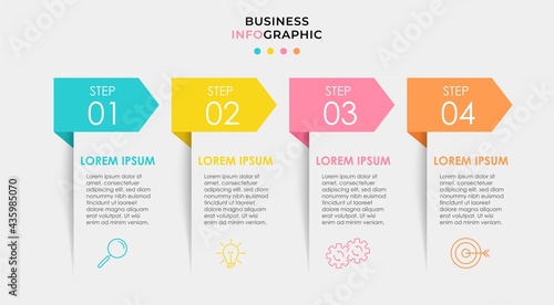 Vector Infographic design business template with icons and 4 options or steps. Can be used for process diagram, presentations, workflow layout, banner, flow chart, info graph