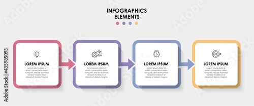 Vector Infographic design business template with icons and 4 options or steps. Can be used for process diagram, presentations, workflow layout, banner, flow chart, info graph