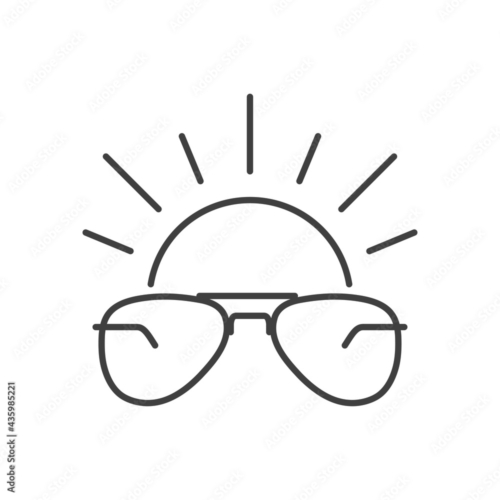 Icono gafas de sol estilo aviador con sol con lineas en color gris - obrazy, fototapety, plakaty 