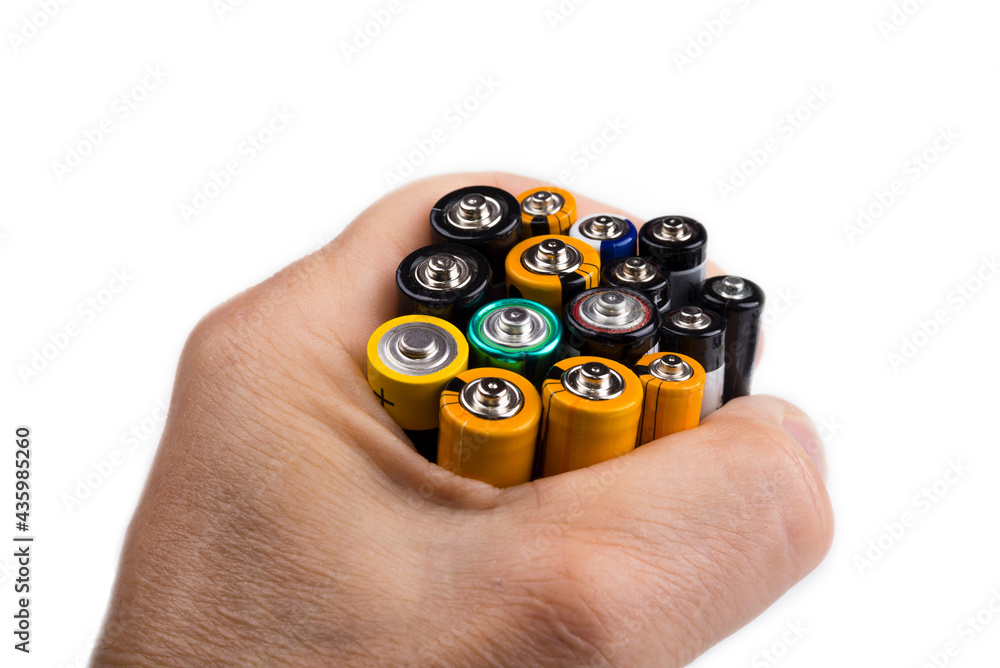 AA and AAA batteries on a white background AA and AAA batteries on a white background