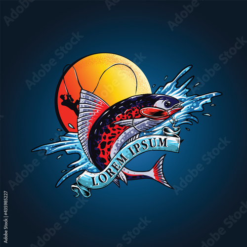 templeate logo  fishing in the lake
