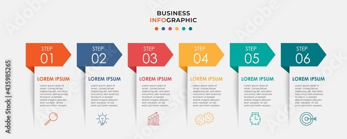 Vector Infographic design business template with icons and 6 options or steps. Can be used for process diagram, presentations, workflow layout, banner, flow chart, info graph photo