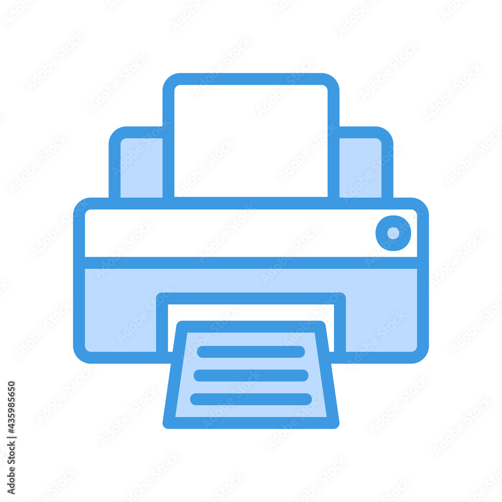 Printer icon vector illustration in blue style about multimedia for any projects Printer icon vector illustration in blue style about multimedia for any projects