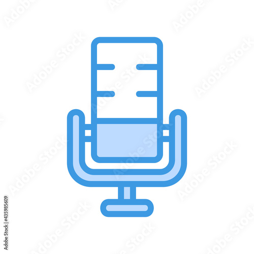 Microphone icon vector illustration in blue style about multimedia for any projects © Anconerdesign