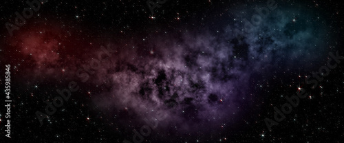 Stars in the galaxy. Panorama. The universe is filled with stars, nebulae and galaxies. © Background Studio