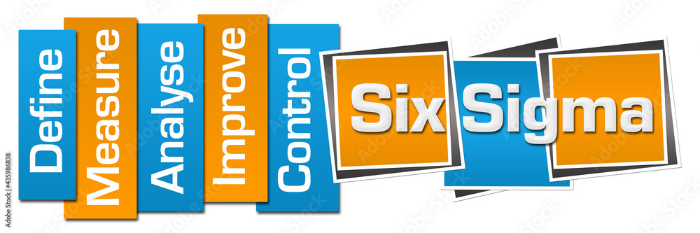 Six Sigma DMAIC Blue Orange Stripes Squares Six Sigma DMAIC Blue Orange Stripes Squares
