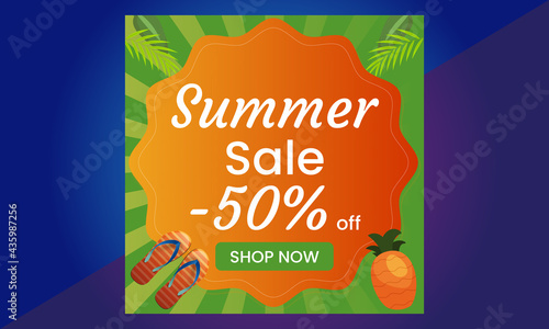 Summer Sale Banner suitable for social media posts  mobile apps  banners design and web ads. Vector fashion backgrounds.