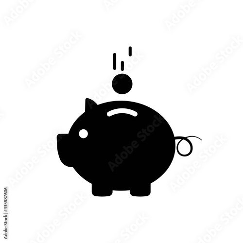 Piggy bank solid black line icon in flat style. Graphic illustration. Money box sign. Pig container symbol, business concept. Deposit logo. For website design, app, ui, ux, infographic. Vector EPS 10