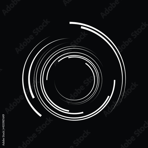  Lines in Circle Form . Spiral Vector Illustration .Technology round Logo . Design element . Abstract Geometric shape . Striped border frame for image