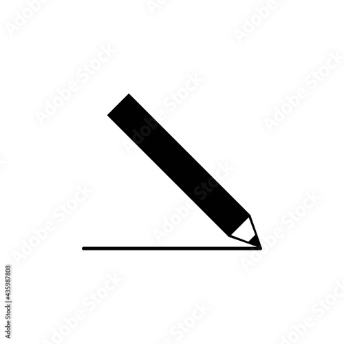 Pencil solid black line icon. Pencil draws a line. Trendy flat isolated symbol, sign can be used for: illustration, outline, logo, mobile, app, emblem, design, web, dev, site, ui, ux. Vector EPS 10
