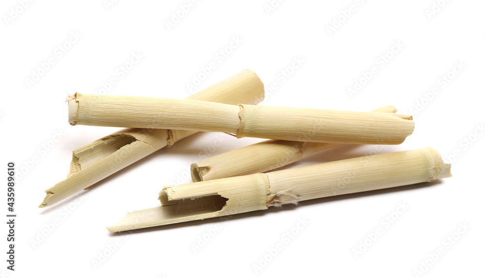 Broken bamboo sticks pile isolated on white background Broken bamboo sticks pile isolated on white background