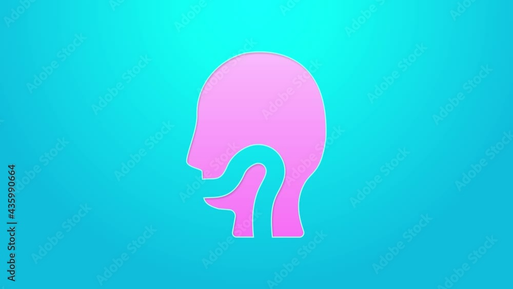 Pink line Sore throat icon isolated on blue background. Pain in throat. Flu, grippe, influenza, angina. Healthcare and medical. 4K Video motion graphic animation Pink line Sore throat icon isolated on blue background. Pain in throat. Flu, grippe, influenza, angina. Healthcare and medical. 4K Video motion graphic animation