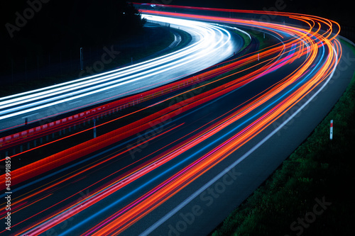 abstract red car lights at night. long exposure